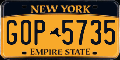 NY license plate GOP5735