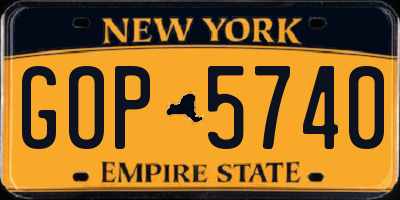 NY license plate GOP5740