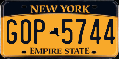 NY license plate GOP5744