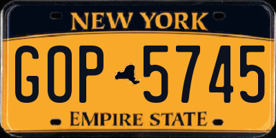 NY license plate GOP5745