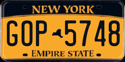 NY license plate GOP5748