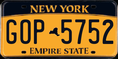 NY license plate GOP5752