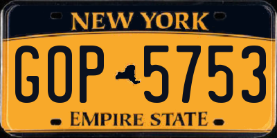 NY license plate GOP5753