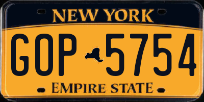 NY license plate GOP5754