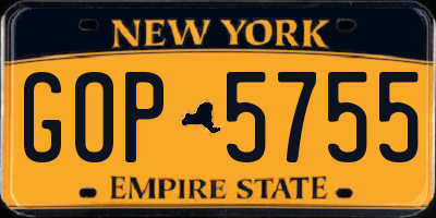 NY license plate GOP5755