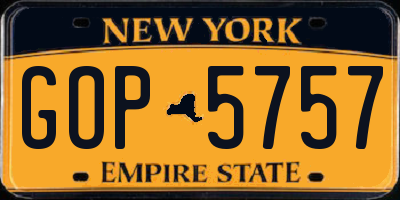 NY license plate GOP5757