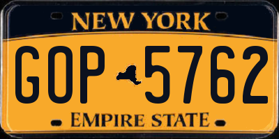 NY license plate GOP5762