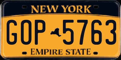 NY license plate GOP5763