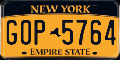 NY license plate GOP5764