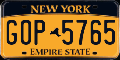 NY license plate GOP5765