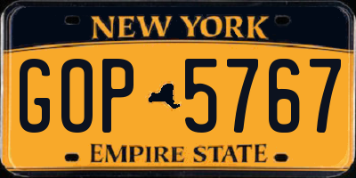 NY license plate GOP5767