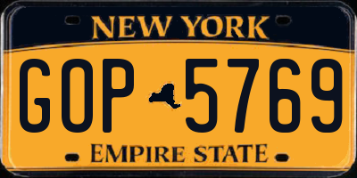 NY license plate GOP5769