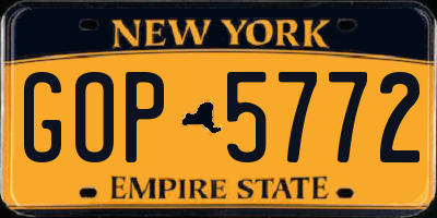 NY license plate GOP5772