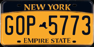 NY license plate GOP5773