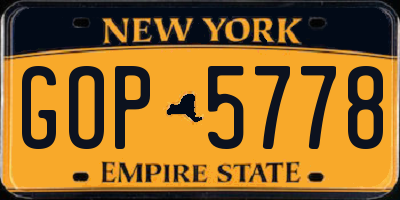 NY license plate GOP5778