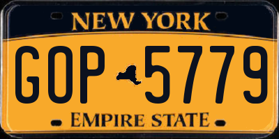 NY license plate GOP5779