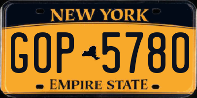 NY license plate GOP5780