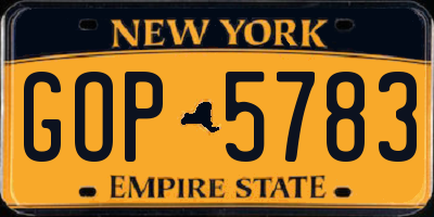 NY license plate GOP5783