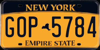 NY license plate GOP5784