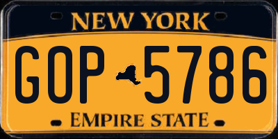NY license plate GOP5786