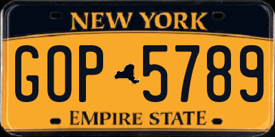 NY license plate GOP5789