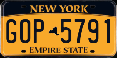 NY license plate GOP5791