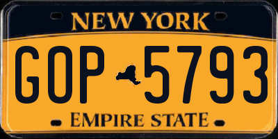 NY license plate GOP5793