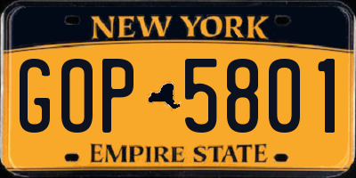 NY license plate GOP5801