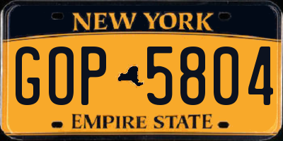 NY license plate GOP5804