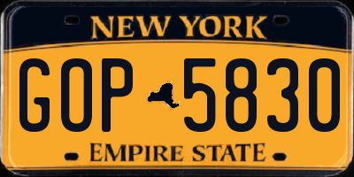 NY license plate GOP5830