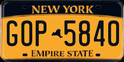 NY license plate GOP5840