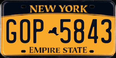 NY license plate GOP5843