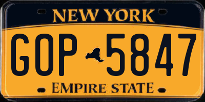 NY license plate GOP5847