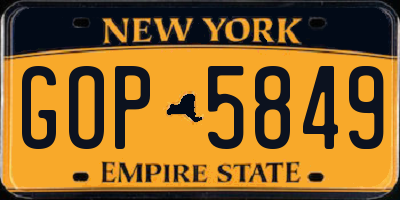 NY license plate GOP5849
