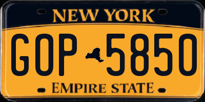 NY license plate GOP5850
