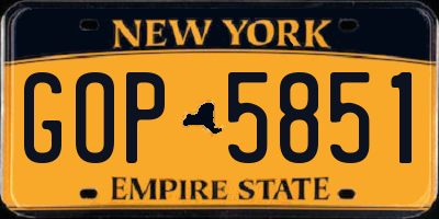 NY license plate GOP5851