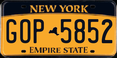 NY license plate GOP5852