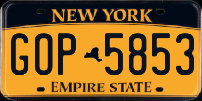 NY license plate GOP5853