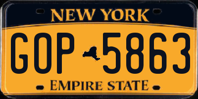 NY license plate GOP5863