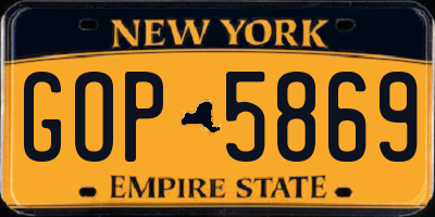 NY license plate GOP5869