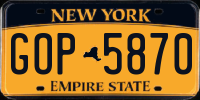 NY license plate GOP5870