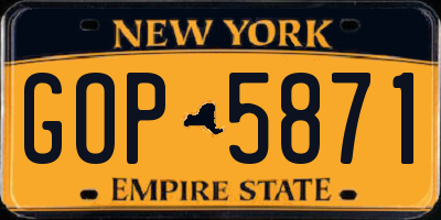 NY license plate GOP5871