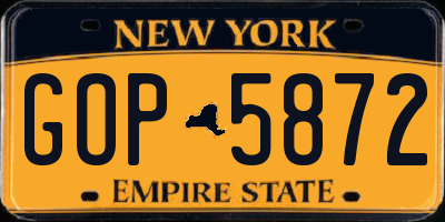NY license plate GOP5872