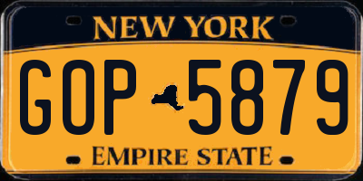 NY license plate GOP5879