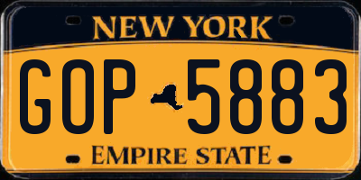 NY license plate GOP5883