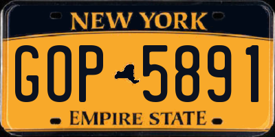 NY license plate GOP5891
