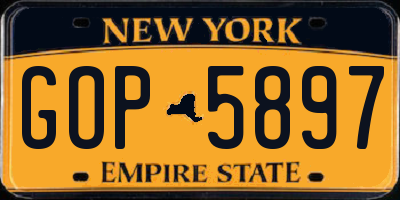 NY license plate GOP5897