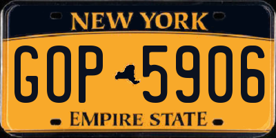 NY license plate GOP5906