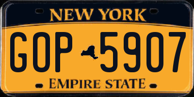 NY license plate GOP5907