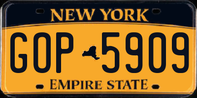 NY license plate GOP5909